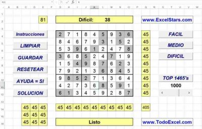 Sudoku en ExCel - Sudoku hecho en Excel - Sudoku para Excel Experto en Excel - Programas en Excel - Programas Excel para Empresas